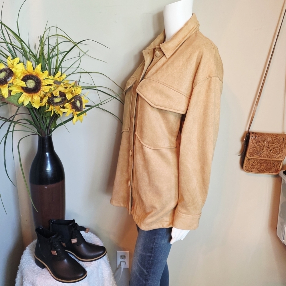 Tan Faux Suede Women's Jacket - Picture 2 of 3